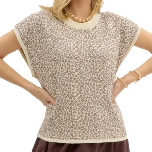 Entro Women's Ecru Leopard Print Top