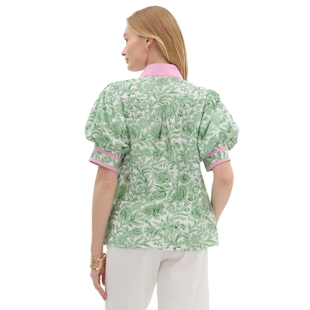 Entro Womens Green Print Top - Image 2