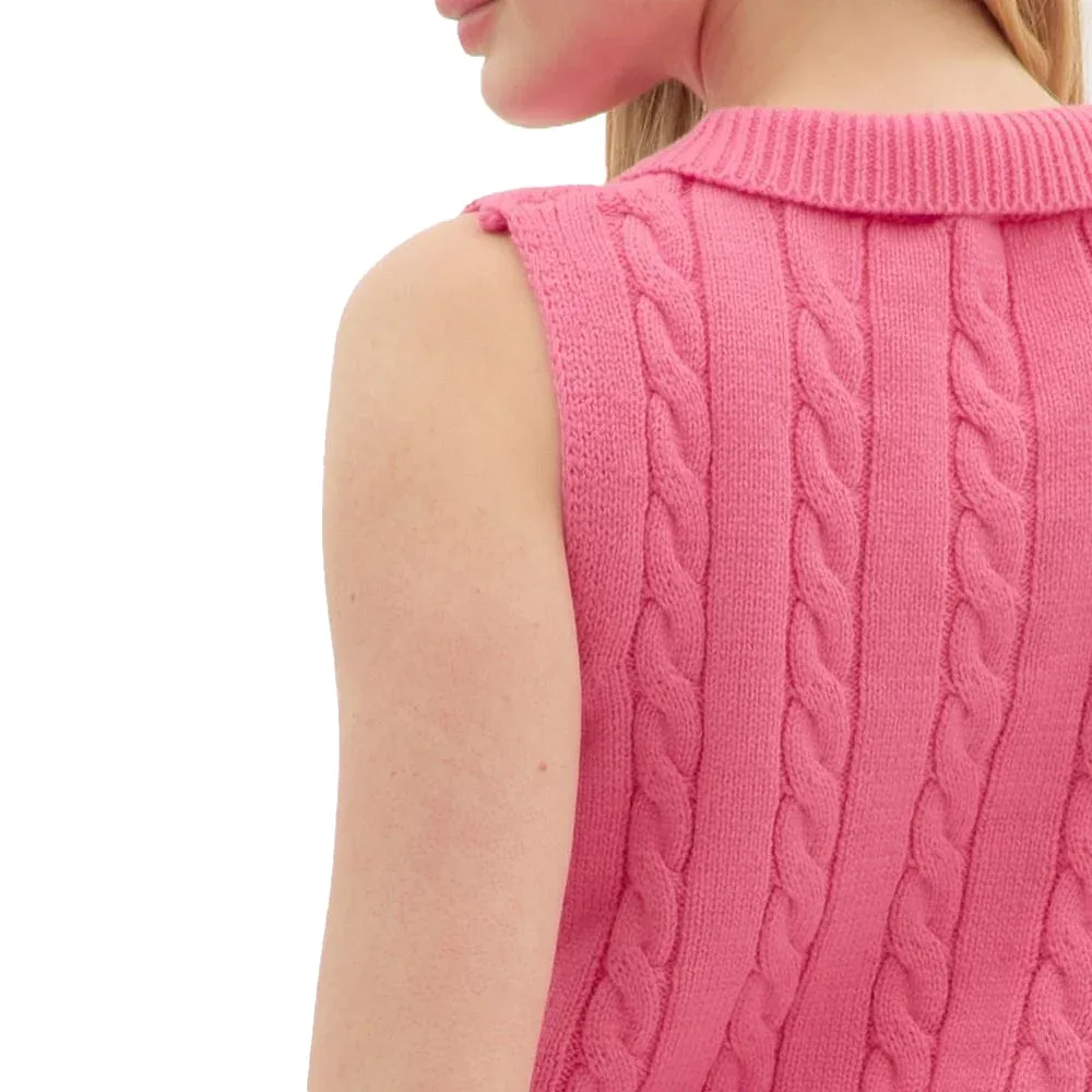 Entro Women's Pink Cable Knit Sleeveless Top - Image 2