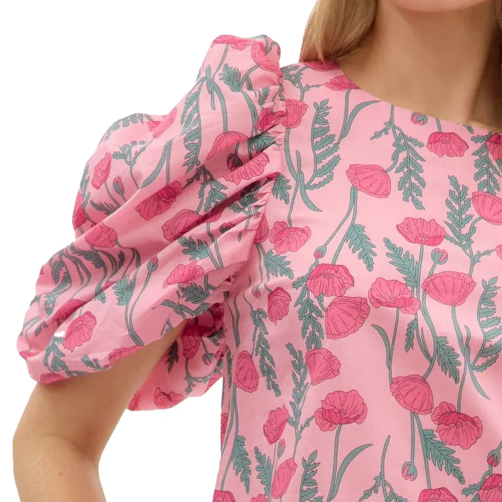 Entro Women's Pink Floral Drape Short Sleeve Top - Image 2