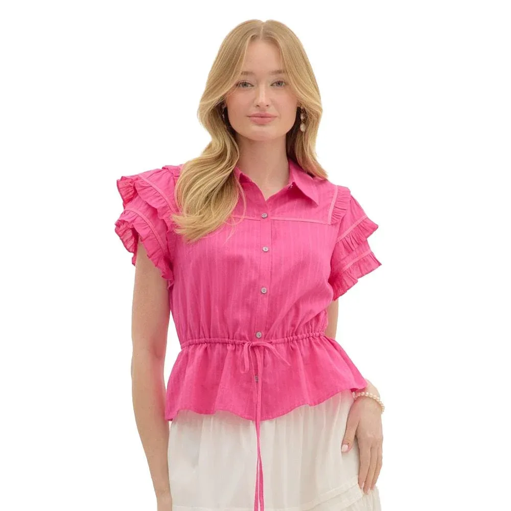Entro Women's Pink Ruffle Top
