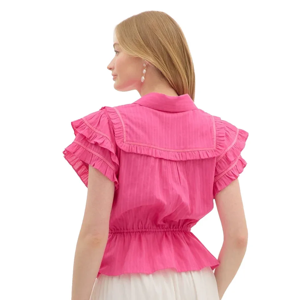 Entro Women's Pink Ruffle Top - Image 2