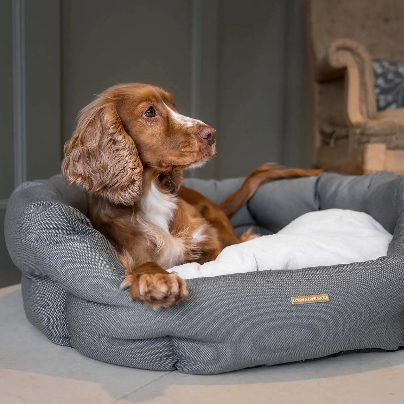 Essentials Twill Oval Bed in Slate by Lords & Labradors - Image 2