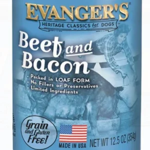 Evanger's All-Meat Classic Beef & Bacon Canned Dog Food - 12.8 Oz - Case of 12