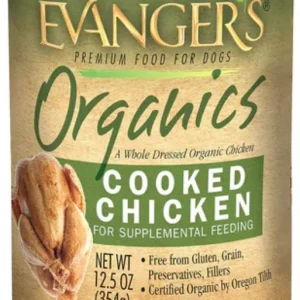 Evanger's Organics Cooked Chicken Canned Dog Food - 12.8 Oz - Case of 12
