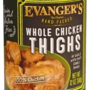 Evanger's Super Premium Whole Chicken Thighs Canned Dog Food - 12 Oz -Case of 12