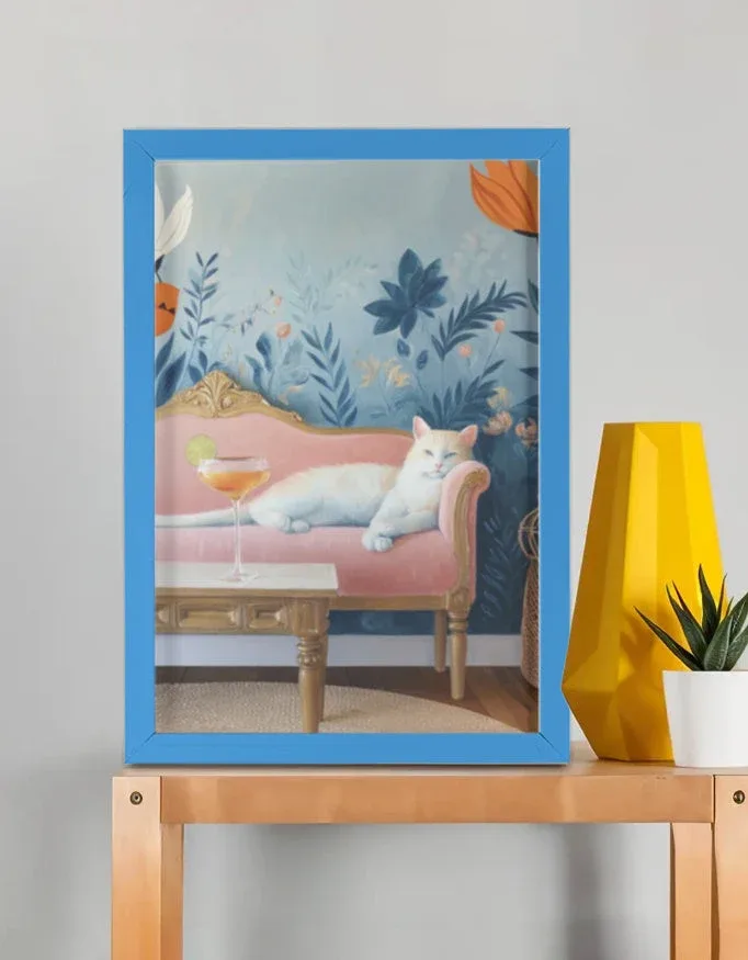 EverythingBoho Persian Queen Cat Wall Art (Royal Blue)