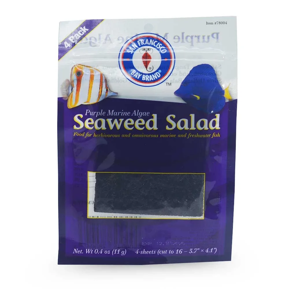 (EXPIRED 12/25) Purple Seaweed Salad (4 Pack) Dried Marine Algae Fish Food 12g - San Francisco Bay Brand