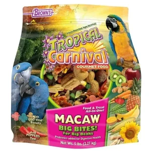 F.M. Brown's Tropical Carnival Macaw Big Bites Bird Food - 5 lb Bag