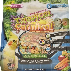 F.M. Brown's Zoo-Vital Tropical Carnival Daily Diet Cockatiel & Lovebird Bird Food - 2 lb Bag