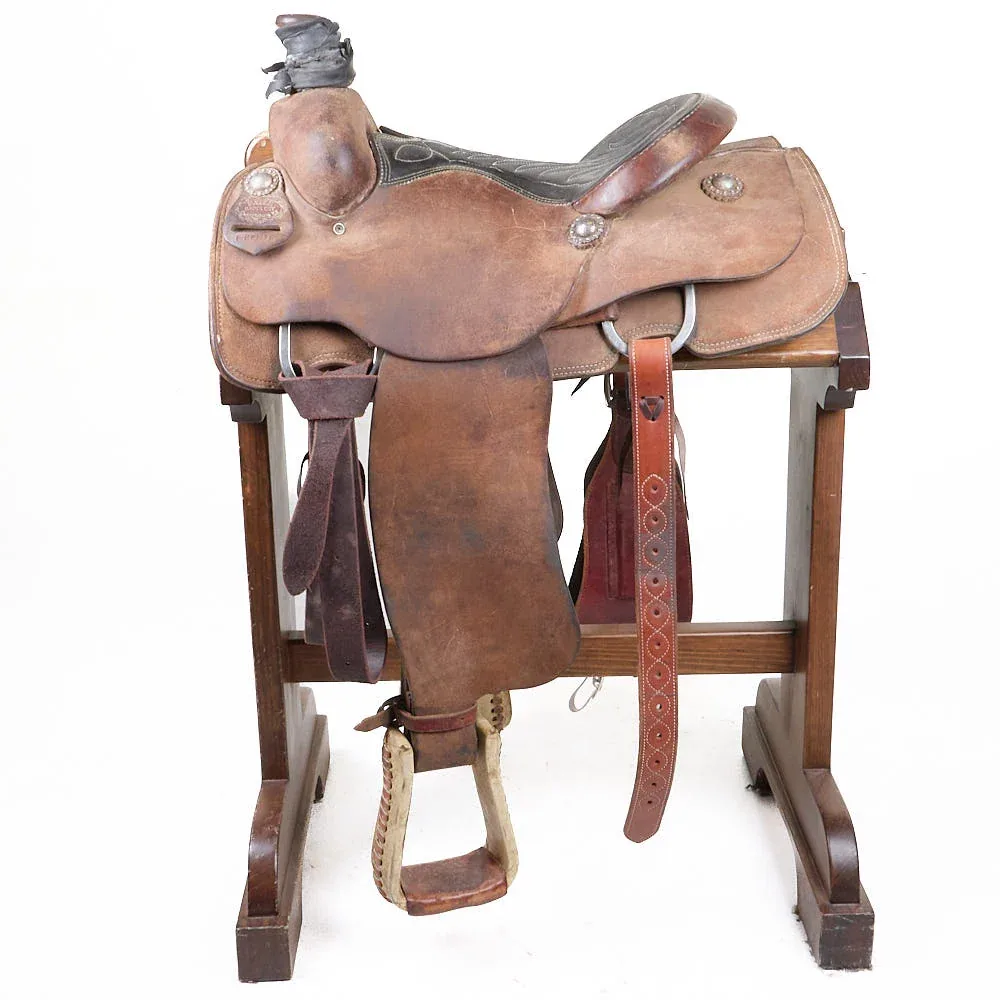 Faith Saddlery Used 14.5in Roughout with Padded Seat Calf Roping Saddle - Image 2