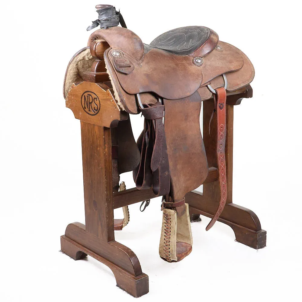 Faith Saddlery Used 14.5in Roughout with Padded Seat Calf Roping Saddle