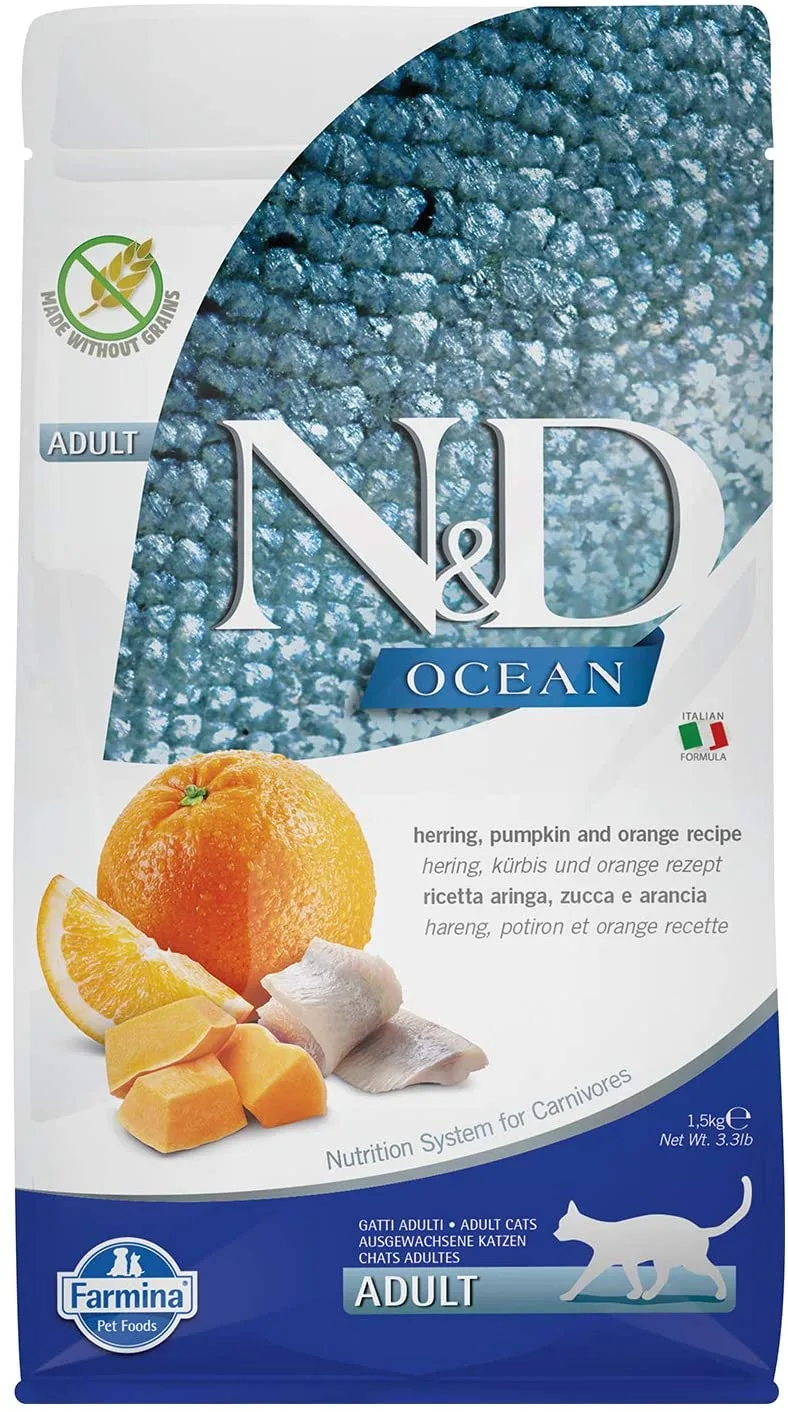 Farmina Grain-Free Ocean Pumpkin Herring & Orange Dry Cat Food - 3.3 lb Bag