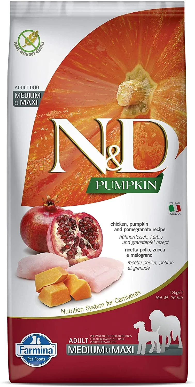 Farmina Grain-Free Pumpkin Chicken & Pomegranate Adult Medium and Maxi Dry Dog Food - 26.4 lb Bag