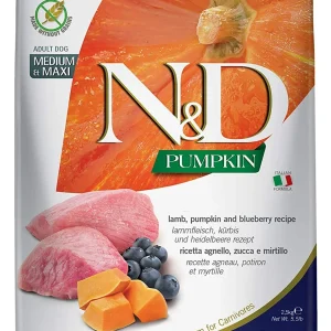 Farmina Grain-Free Pumpkin Lamb & Blueberry Adult Medium and Maxi Dry Dog Food - 5.5 lb Bag