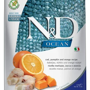 Farmina Grain-Free Pumpkin Ocean Codfish & Orange Adult Medium and Maxi Dry Dog Food - 5.5 lb Bag
