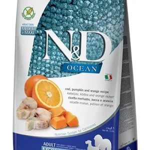 Farmina Grain-Free Pumpkin Ocean Codifsh & Orange Adult Medium and Maxi Dry Dog Food - 26.4 lb Bag