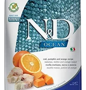 Farmina N&D Grain-Free Ocean Pumpkin Codfish & Orange Adult Mini Dry Dog Food - 5.5 lb Bag