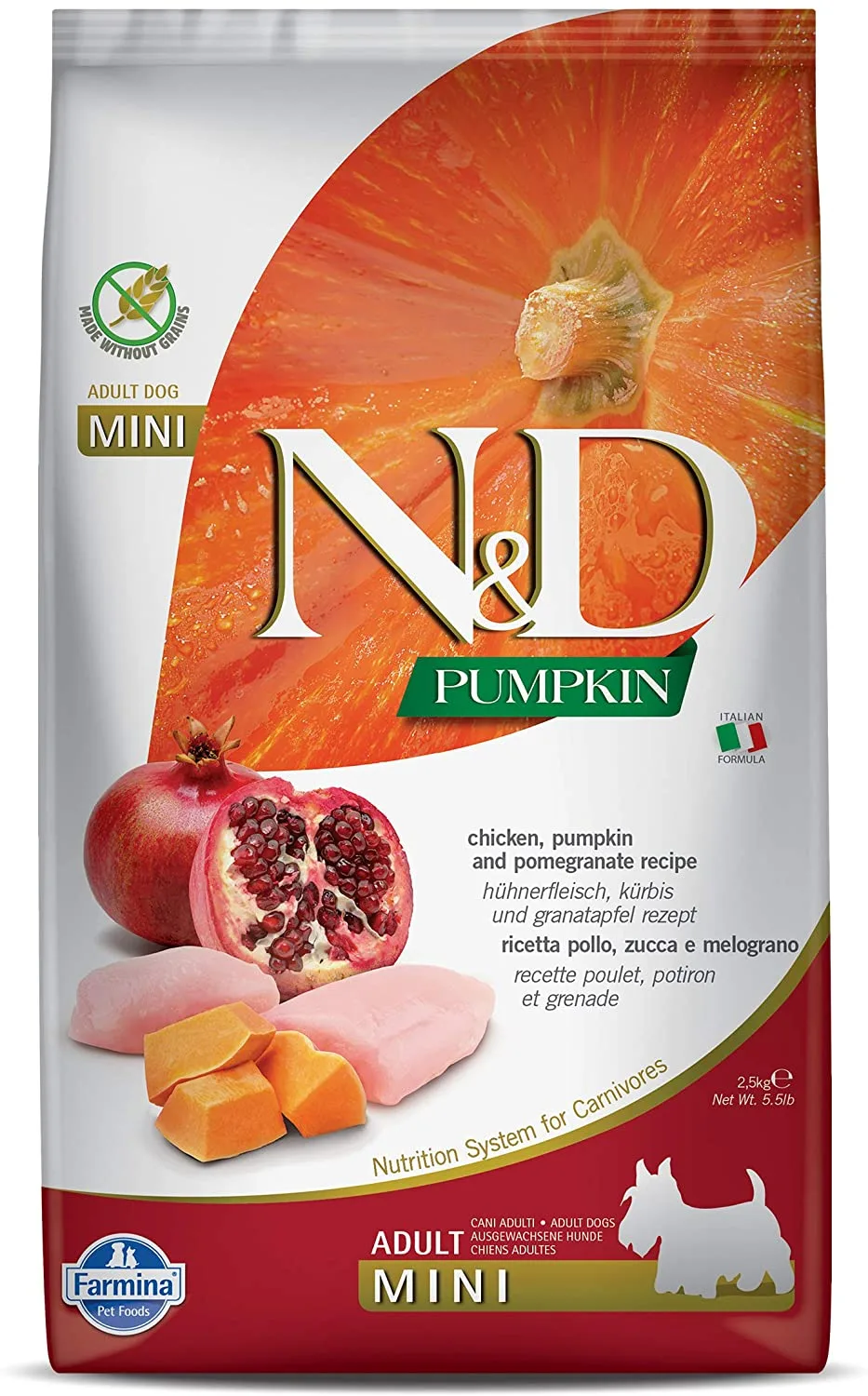 Farmina N&D Grain-Free Pumpkin Chicken & Pomegranate Adult Mini Dry Dog Food - 5.5 lb Bag