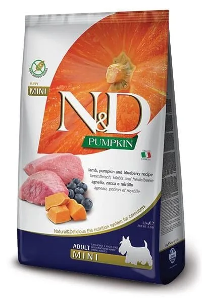Farmina N&D Grain-Free Pumpkin Lamb & Blueberry Adult Mini Dry Dog Food - 15.4 lb Bag