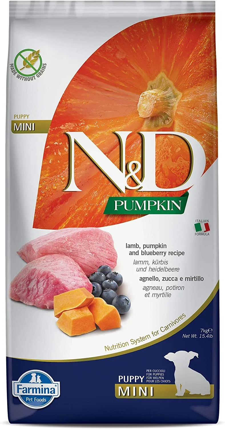 Farmina N&D Grain-Free Pumpkin Lamb & Blueberry Puppy Mini Dry Dog Food - 15.4 lb Bag