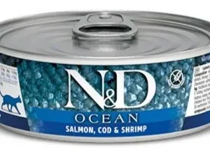 Farmina N&D Ocean Salmon, Codfish & Shrimp Canned Cat Food - 2.8 oz - Case of 12