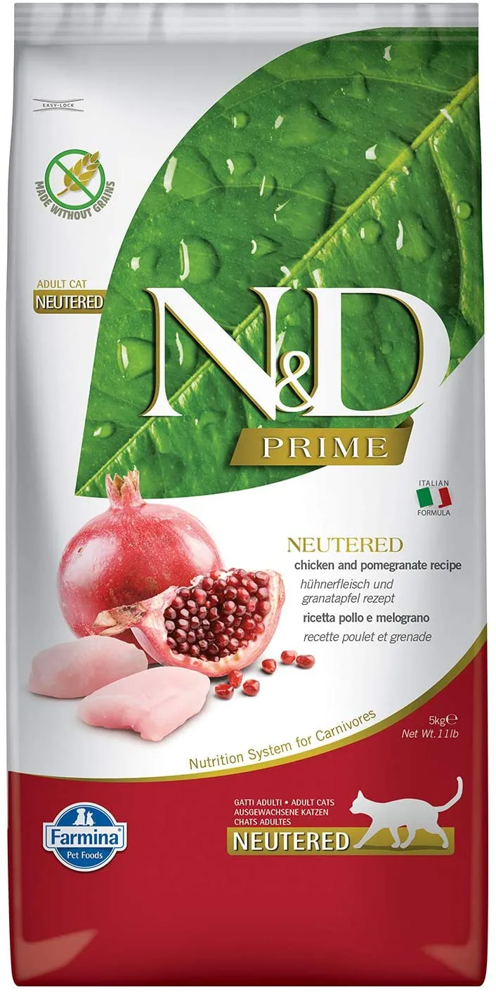 Farmina N&D Prime Chicken & Pomegranante Adult Neutered Dry Cat Food - 11 lb Bag