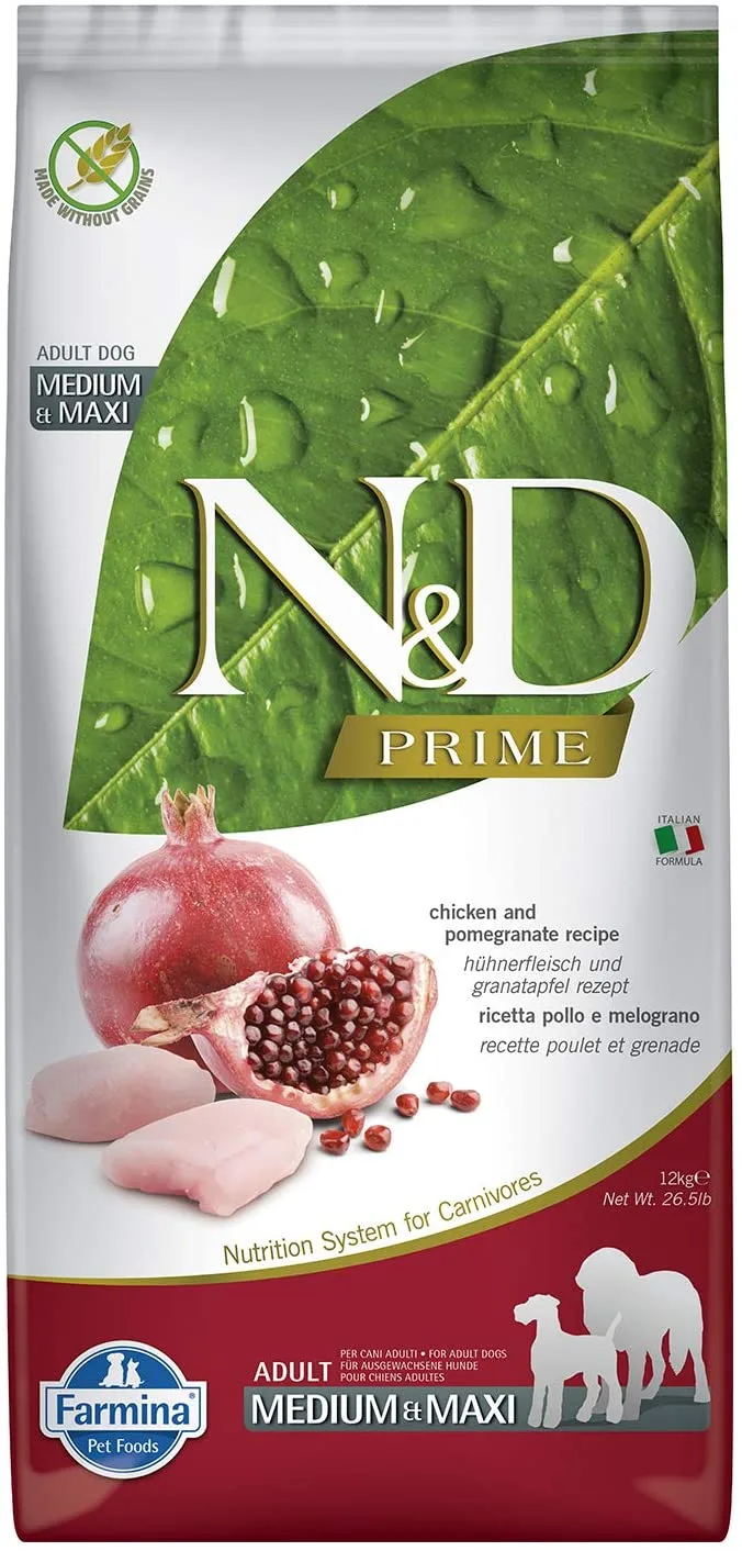 Farmina N&D Prime Chicken & Pomegranate Adult Medium and Maxi Dry Dog Food - 26.4 lb Bag