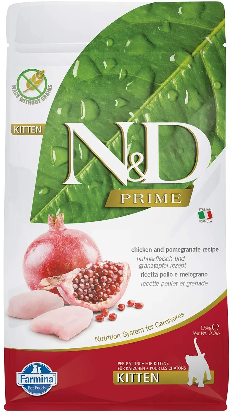 Farmina N&D Prime Chicken & Pomegranate Kitten Dry Cat Food - 3.3 lb Bag
