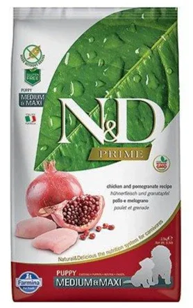 Farmina N&D Prime Chicken & Pomegranate Medium and Maxi Puppy Dry Dog Food - 26.4 lb Bag