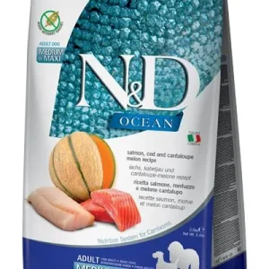 Farmina N&D Prime Ocean Salmon, Cod & Cantaloupe Medium and Maxi Dry Dog Food - 26.4 lb Bag