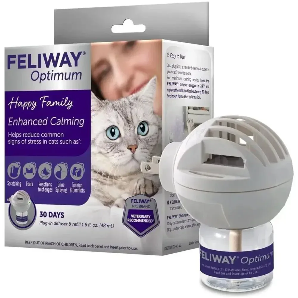 Feliway Optimum Cat Enhanced Calming Pheromone Diffuser 30 Day Starter Kit 48 mL