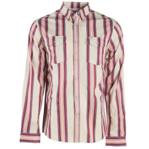 Ferrell Brands Inc Brand Mens Red Stripe Vented Pearl Snap Shirt