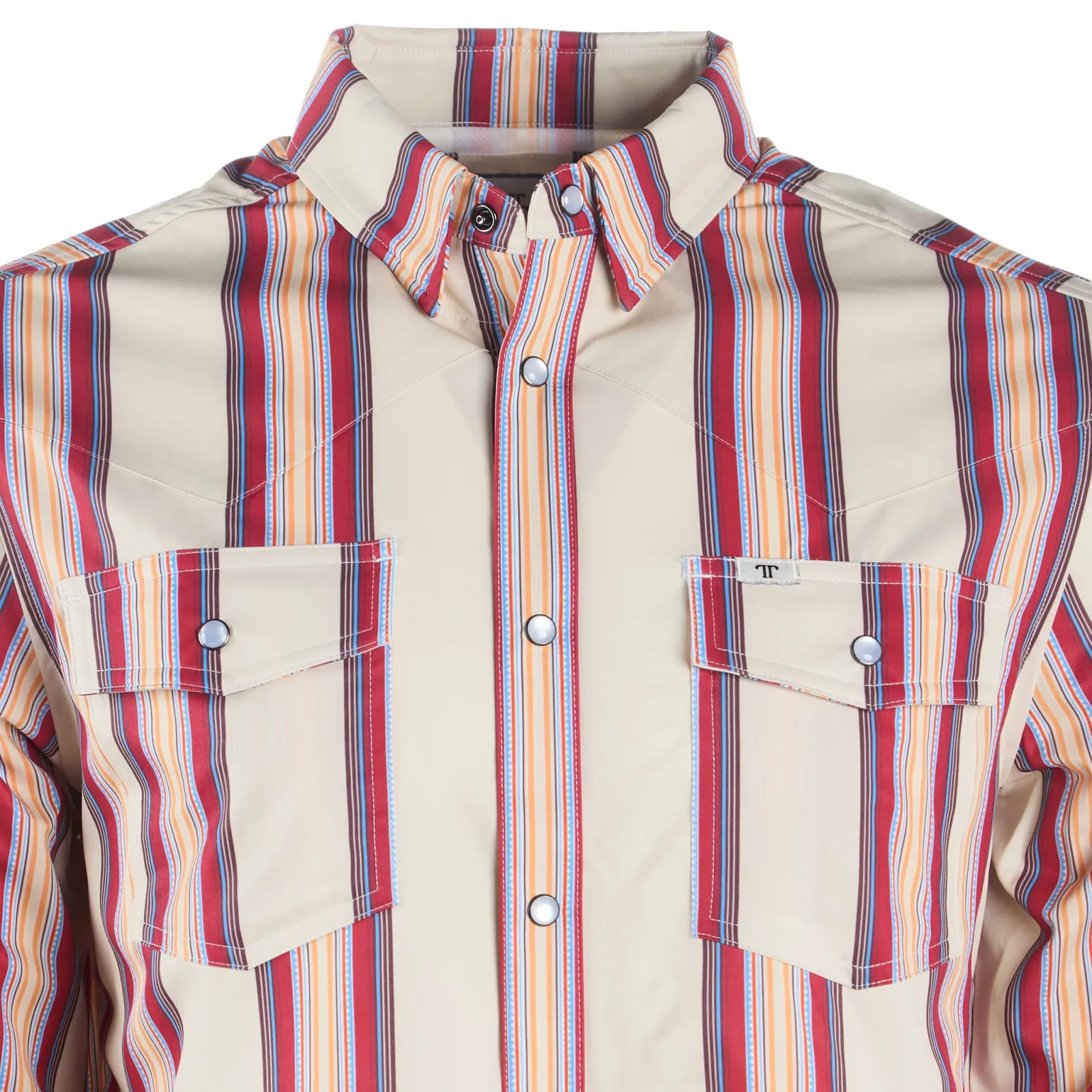 Ferrell Brands Inc Brand Mens Red Stripe Vented Pearl Snap Shirt - Image 2