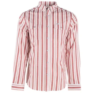 Ferrell Brands Inc Brand Mens Red Striped Vented Pearl Snap Shirt
