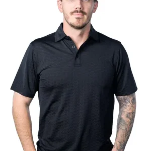Ferrell Brands Inc Mens Black Logo Vented Short Sleeve Polo