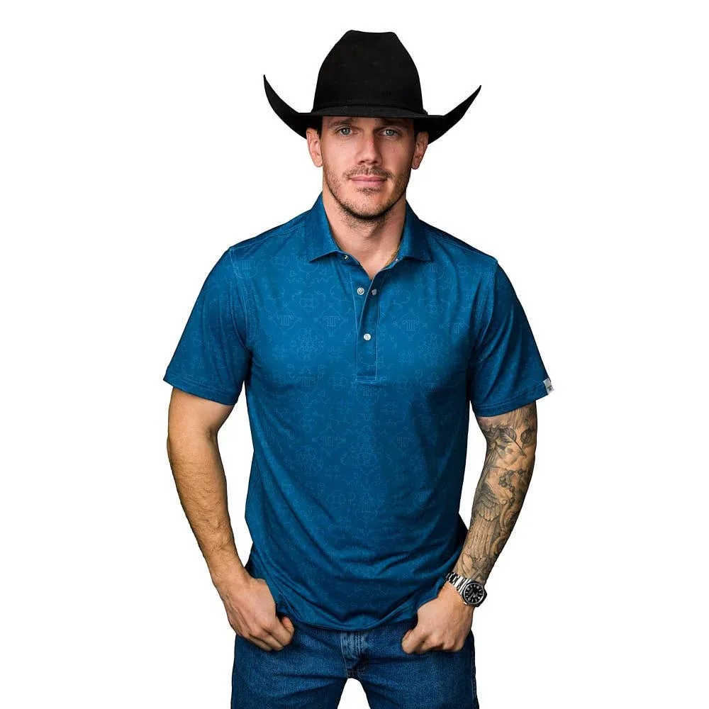 Ferrell Brands Inc The Micro Carson Blue Snap Polo