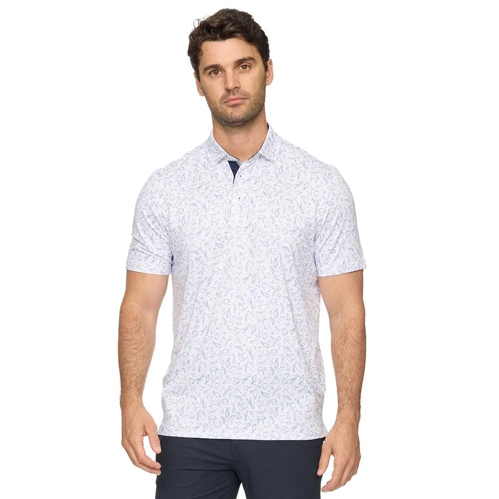 Flag & Anthem Men's White Linton Golf Scene Print Polo