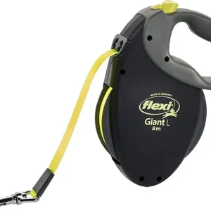 Flexi Giant Retractable Tape Dog Leash - Black / Neon