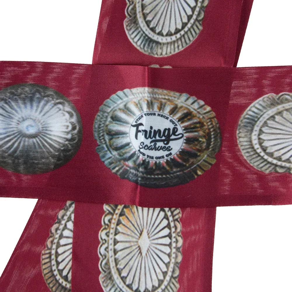 Fringe Scarves Big Concho Red Twilly - Image 2