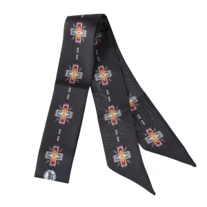 Fringe Scarves Cross Me Black Twilly