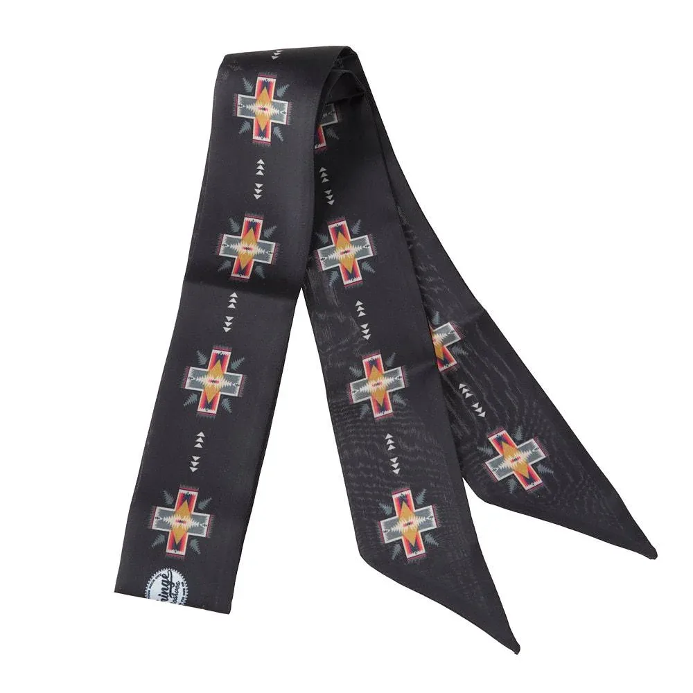 Fringe Scarves Cross Me Black Twilly
