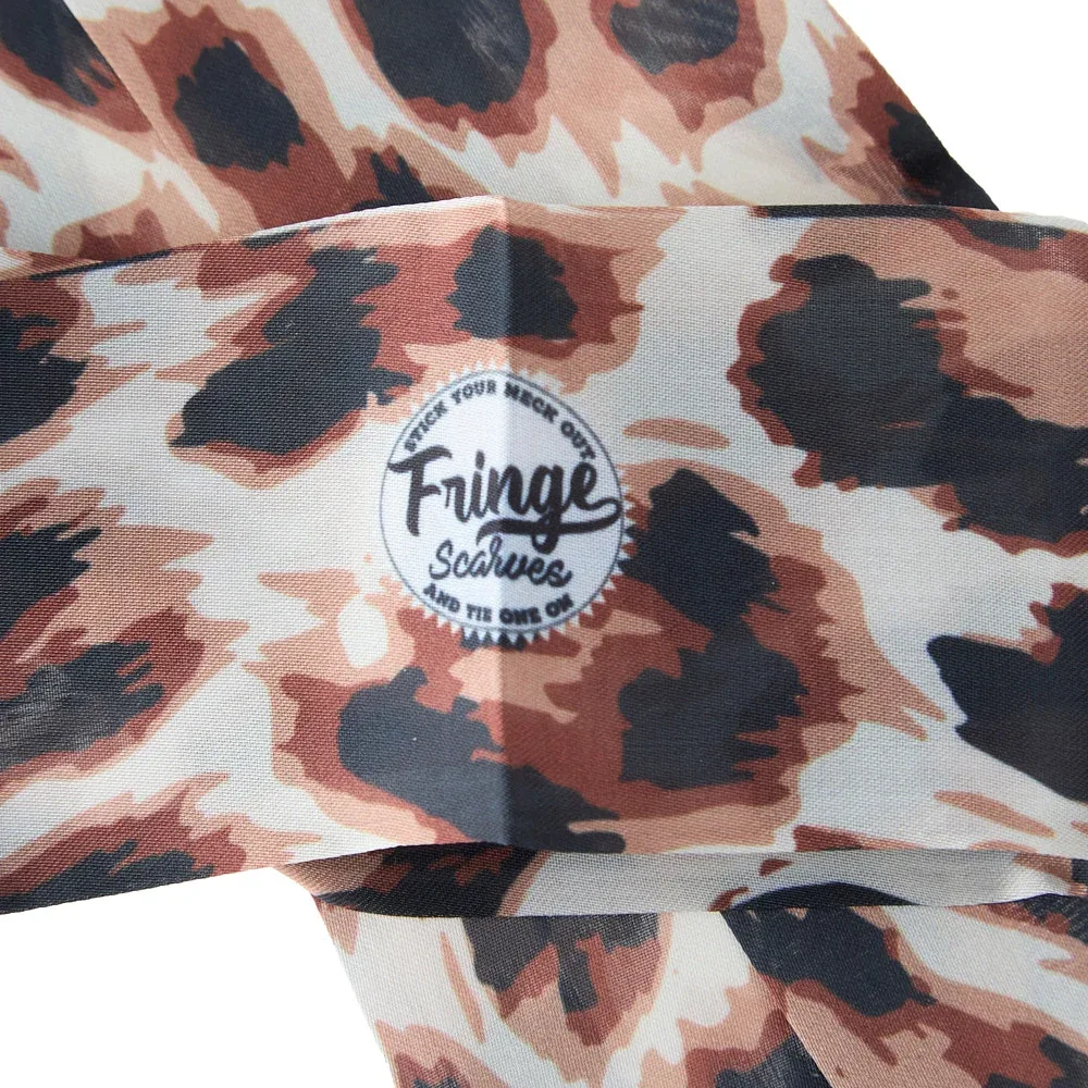 Fringe Scarves Leopard Light Twilly - Image 2