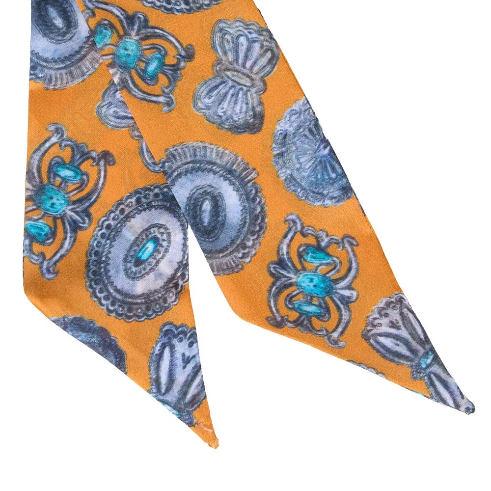 Fringe Scarves Turquoise Conchos Orange Twilly - Image 2