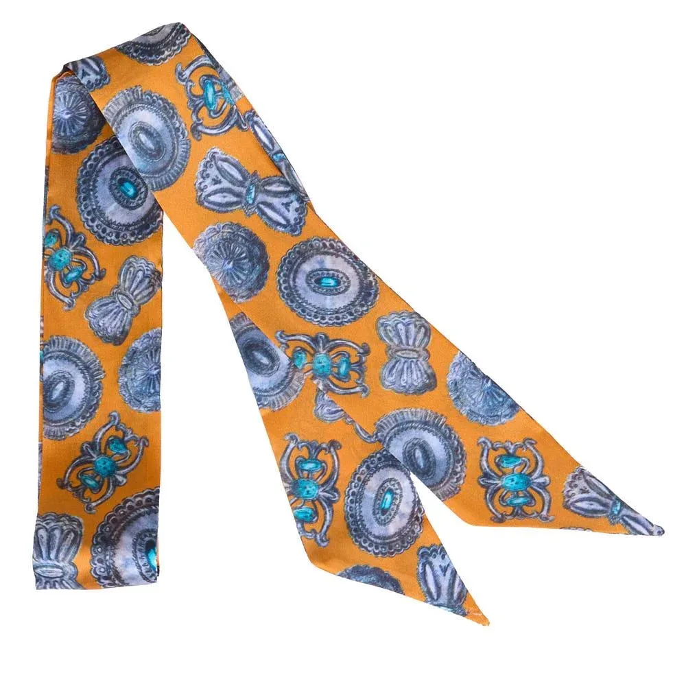 Fringe Scarves Turquoise Conchos Orange Twilly
