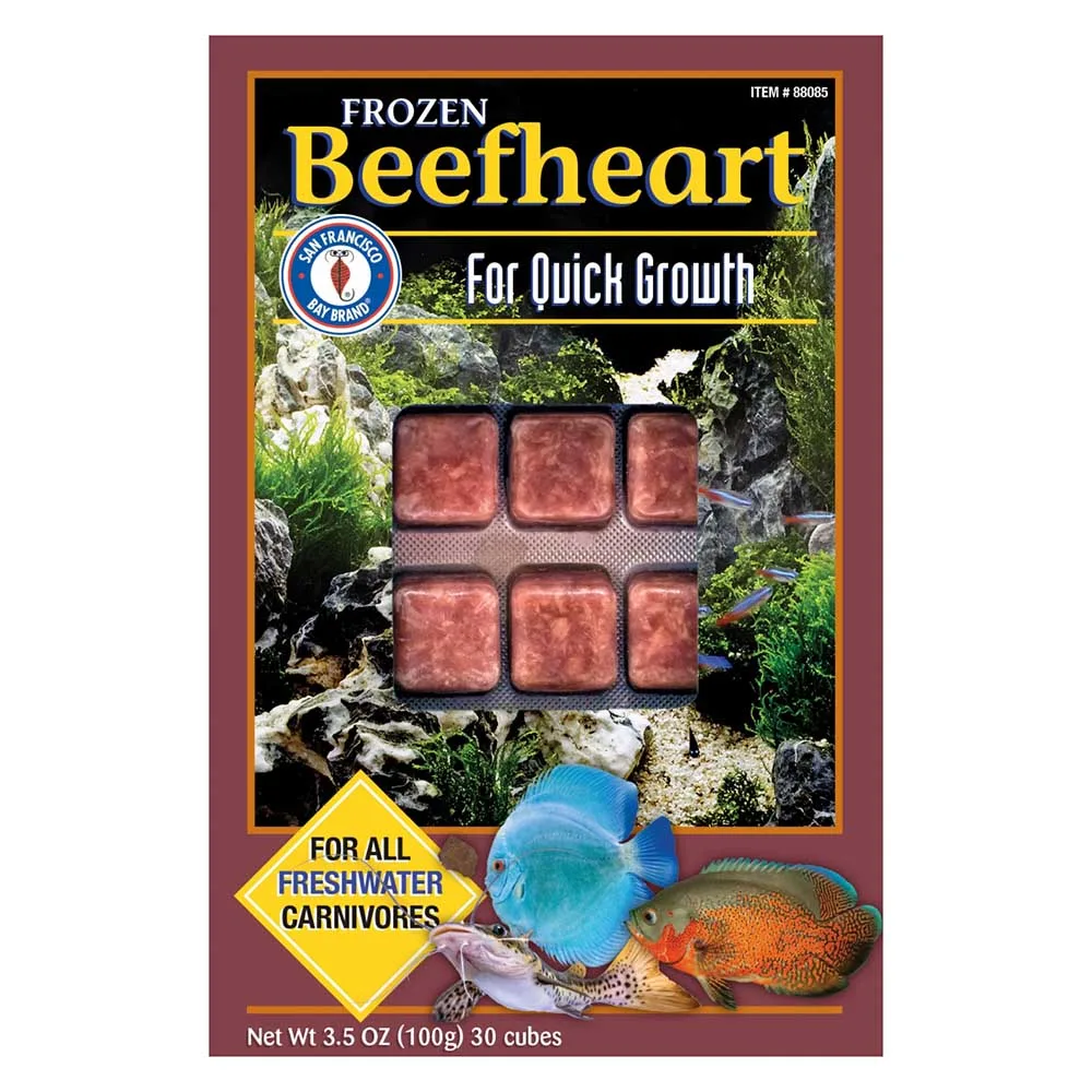 Frozen Beefheart Fish Food (30 cubes, 3.5 oz) - San Francisco Bay Brand