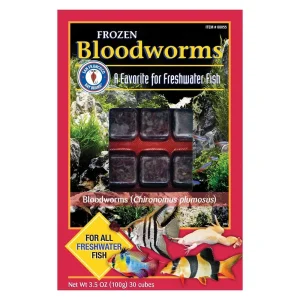 Frozen Bloodworms Fish Food (30 cubes, 3.5 oz) - San Francisco Bay Brand