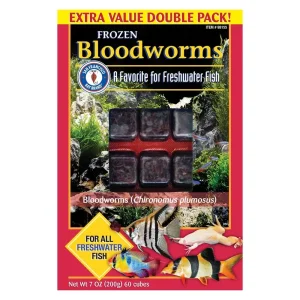 Frozen Bloodworms Fish Food (60 cubes, 7 oz) - San Francisco Bay Brand