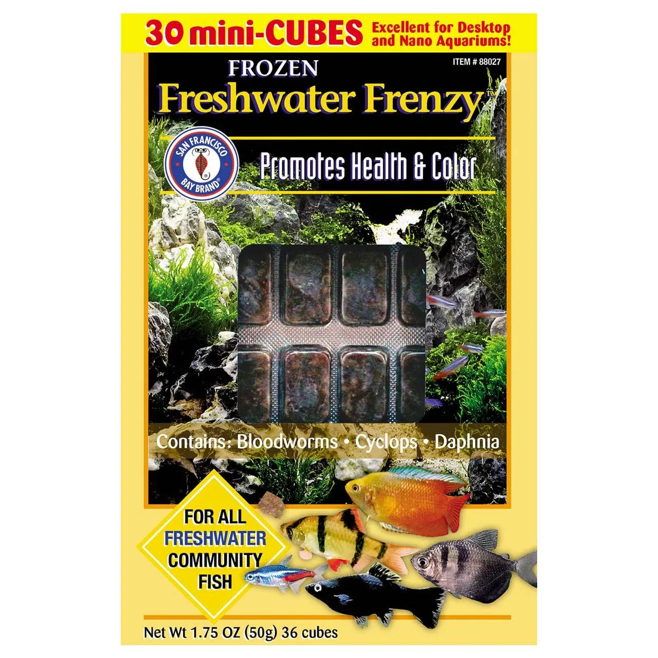 Frozen Freshwater Frenzy Fish Food (30 cubes, 3.5 oz) - San Francisco Bay Brand
