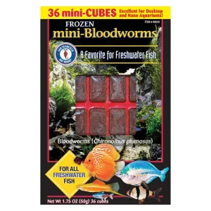 Frozen Mini-Bloodworms Fish Food (36 mini cubes, 1.75 oz) - San Francisco Bay Brand